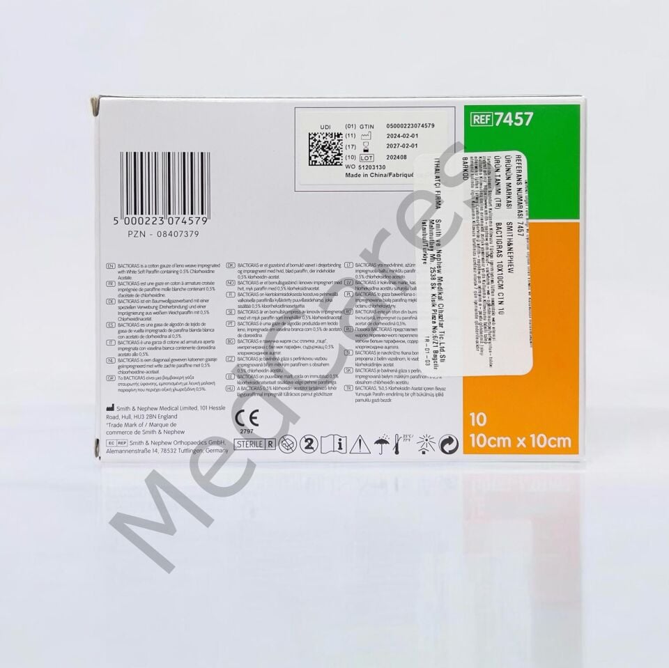 BACTIGRAS Parafinli Antiseptik Tül Yara Bakım Örtüsü 10 cm x 10 cm - 1 Adet