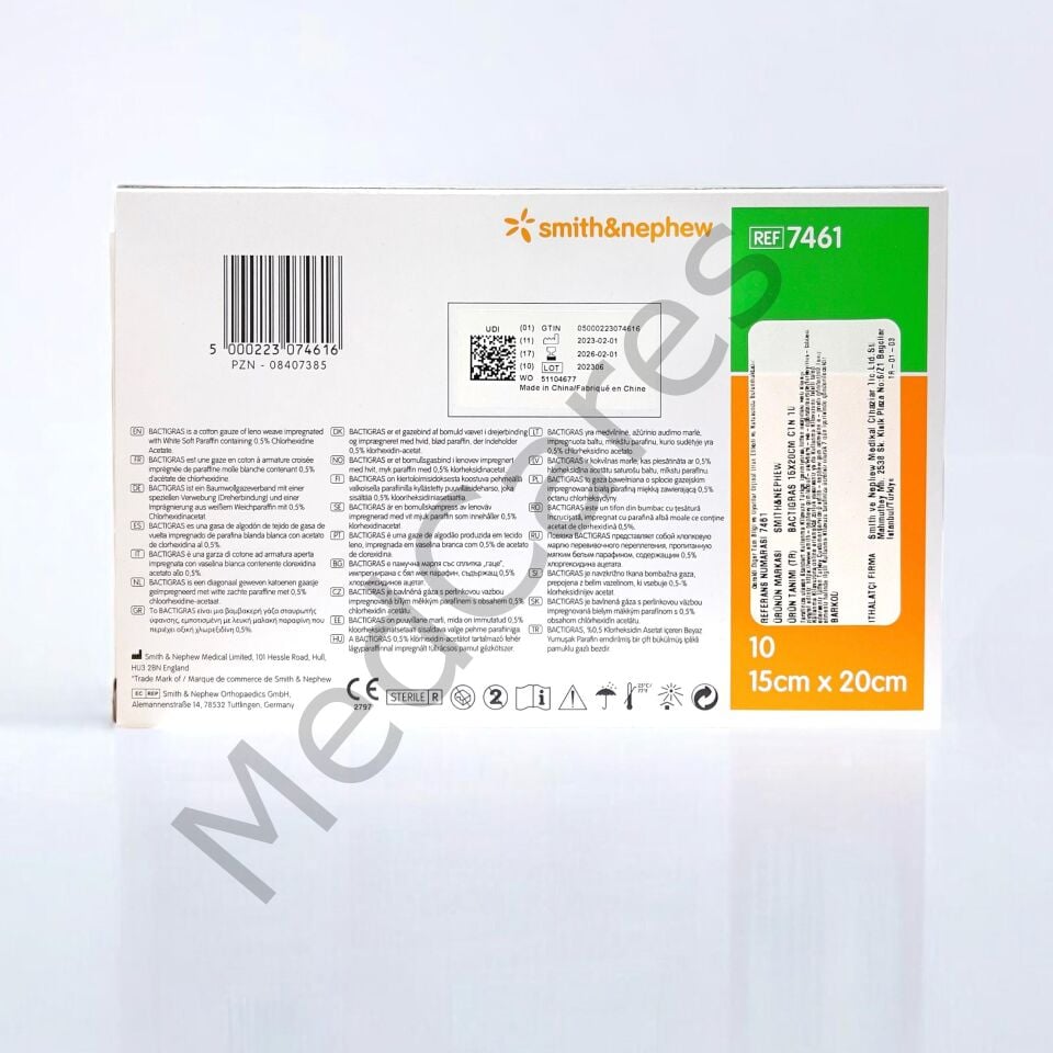BACTIGRAS Parafinli Antiseptik Tül Yara Bakım Örtüsü 10 cm x 10 cm - 1 Adet