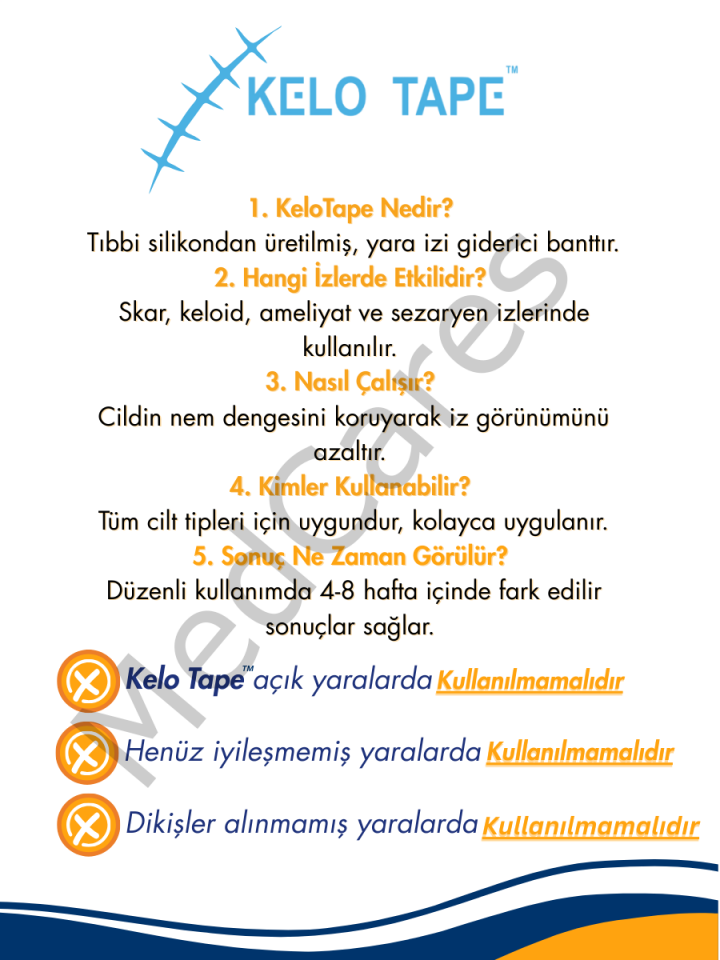 Kelo Tape Soft Silikon Bant Estetik Keloid Yanık Sezaryen Dikiş Ameliyat İzi Giderici 2,5 cm x 3 mt