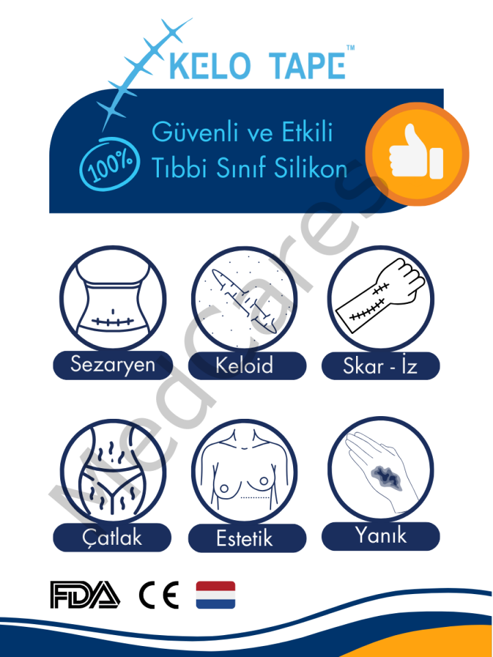 Kelo Tape Soft Silikon Bant Estetik Keloid Yanık Sezaryen Dikiş Ameliyat İzi Giderici 2,5 cm x 3 mt