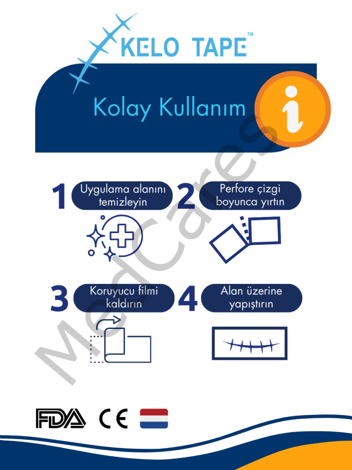 Kelo Tape Soft Silikon Bant Estetik Keloid Yanık Sezaryen Dikiş Ameliyat İzi Giderici 2,5 cm x 3 mt