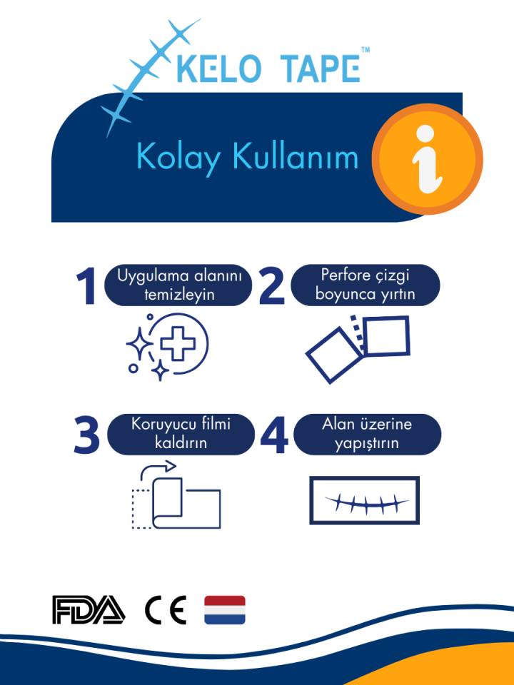 KELO TAPE Soft Silikon Bant Estetik Keloid Yanık Sezaryen Dikiş Ameliyat İzi Giderici 2,5 cm x 3 mt
