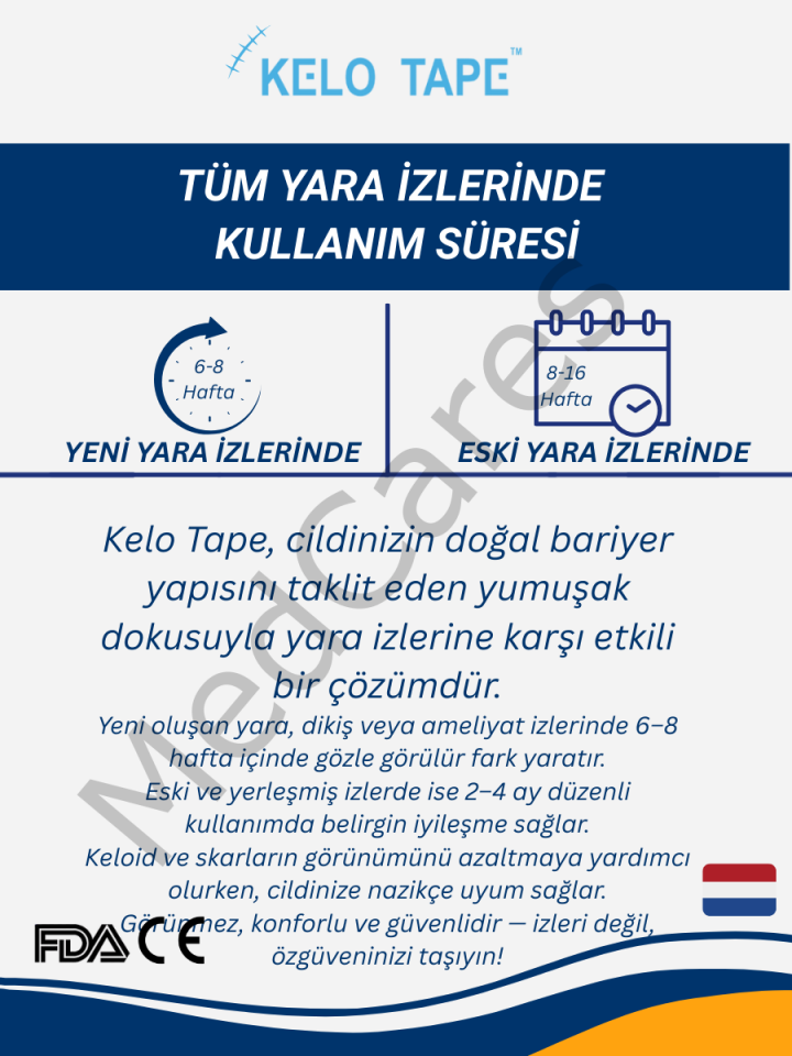 Kelo Tape Soft Silikon Bant Estetik Keloid Yanık Sezaryen Dikiş Ameliyat İzi Giderici 2,5 cm x 3 mt