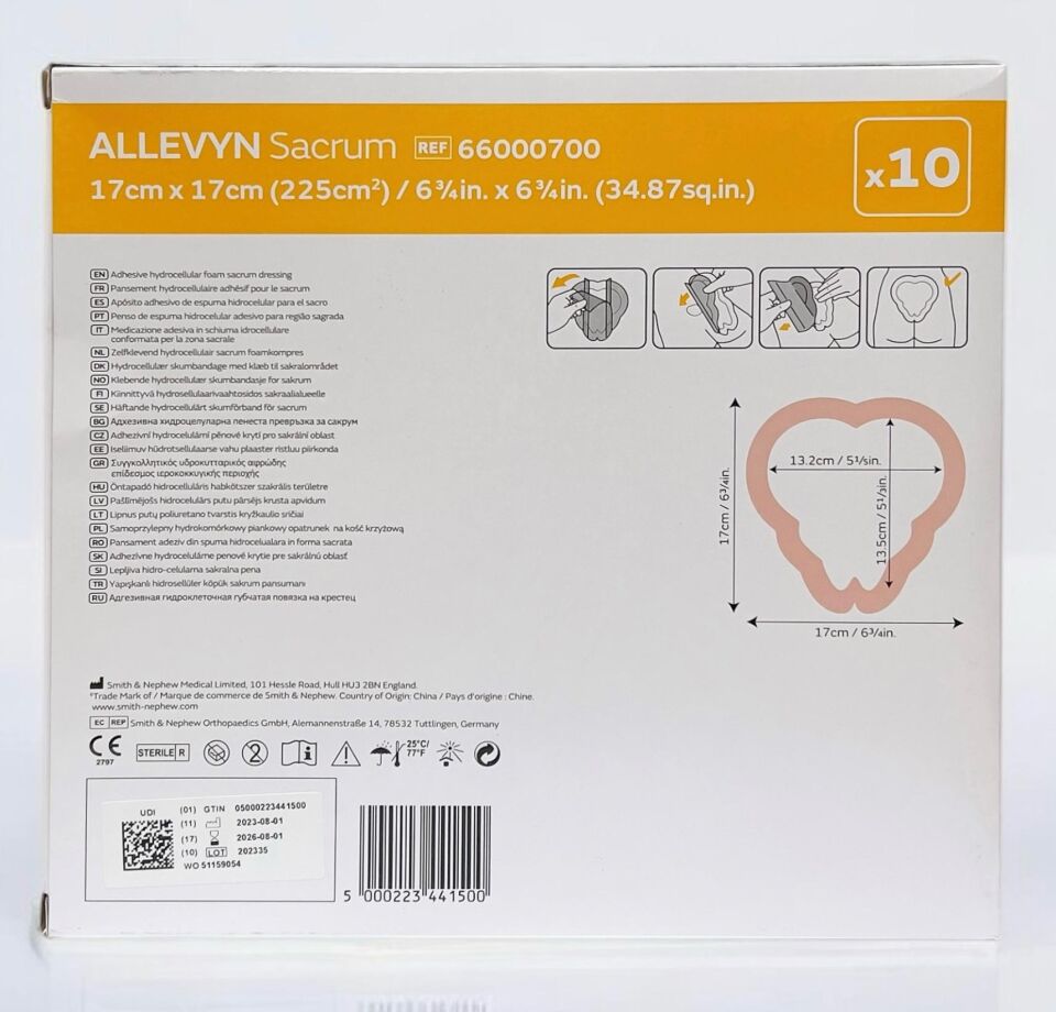 ALLEVYN Adhesive Sacrum Yapışkanlı Poliüretan Köpük Örtü 17cm x 17cm
