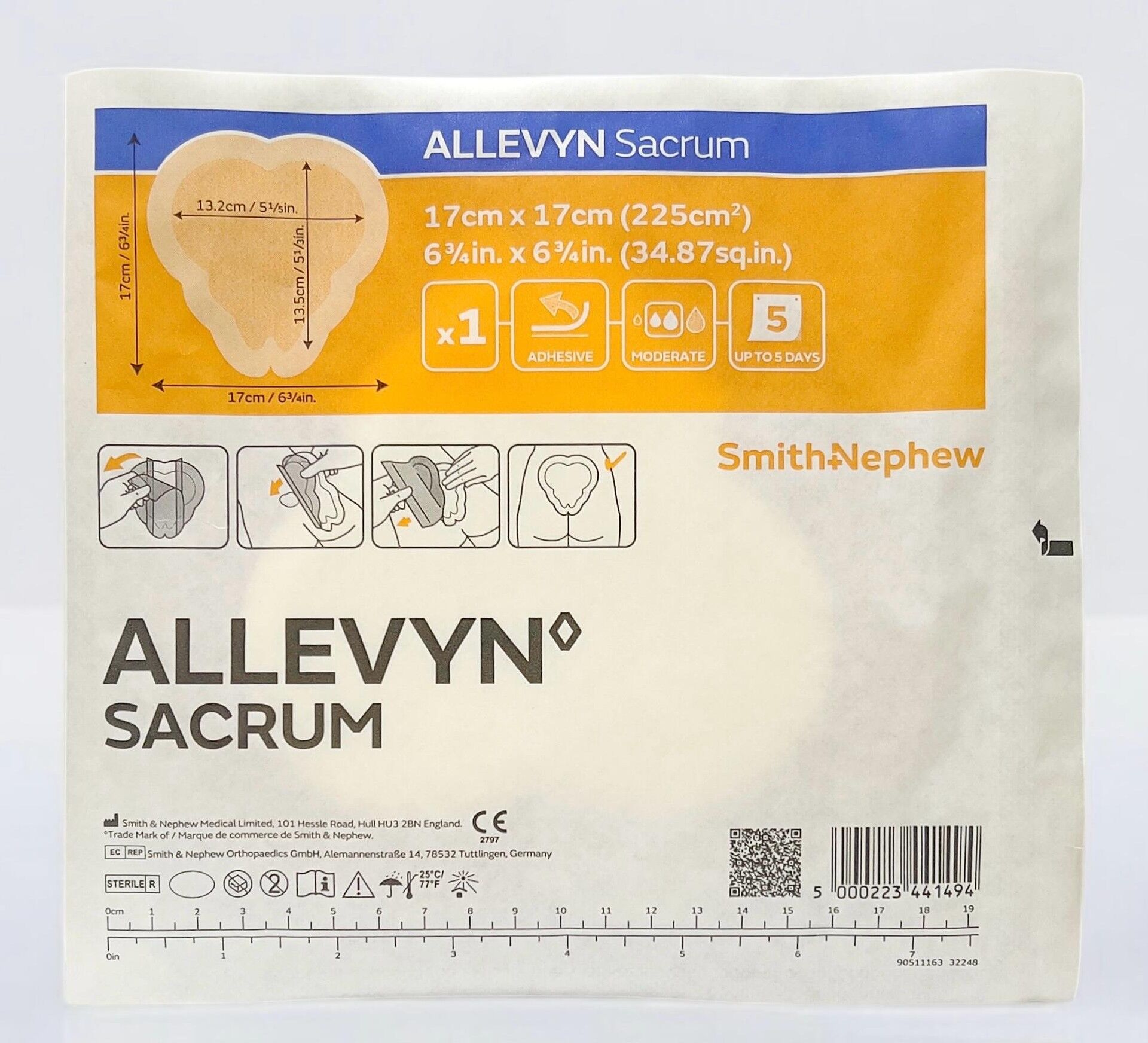 ALLEVYN Adhesive Sacrum Yapışkanlı Poliüretan Köpük Örtü 17cm x 17cm
