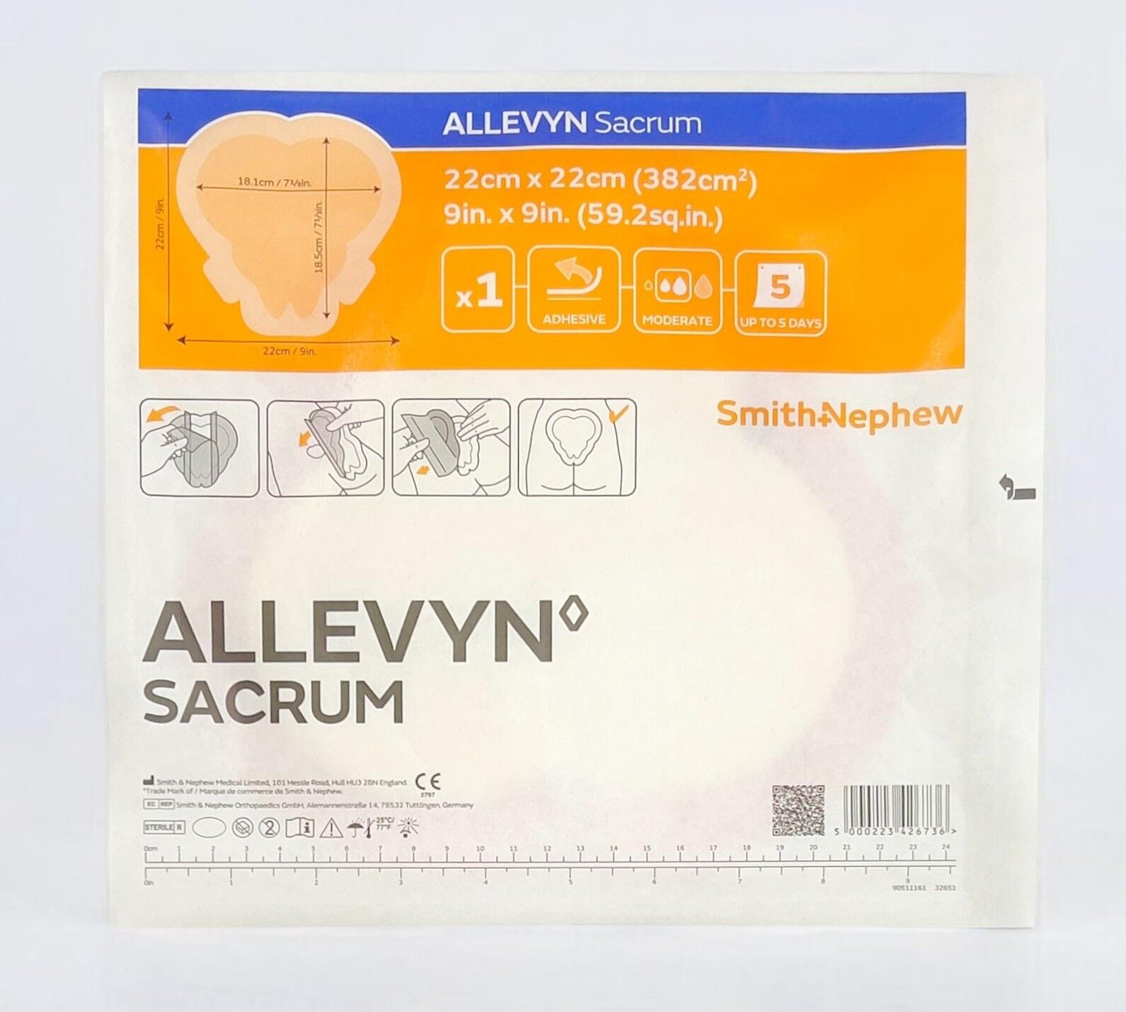 ALLEVYN Adhesive Sacrum Yapışkanlı Poliüretan Köpük Örtü  22cm x 22cm