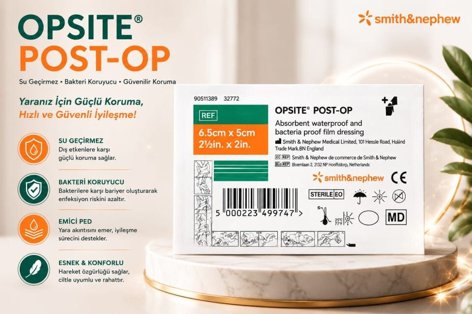Opsite Post-Op Su Geçirmez Emici Pedli Şeffaf Örtü 6,5cmx5cm
