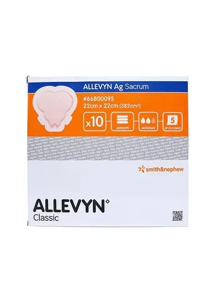 ALLEVYN Ag Sacrum Yapışkanlı Antimikrobiyal Köpük Örtü 22cm x 22cm