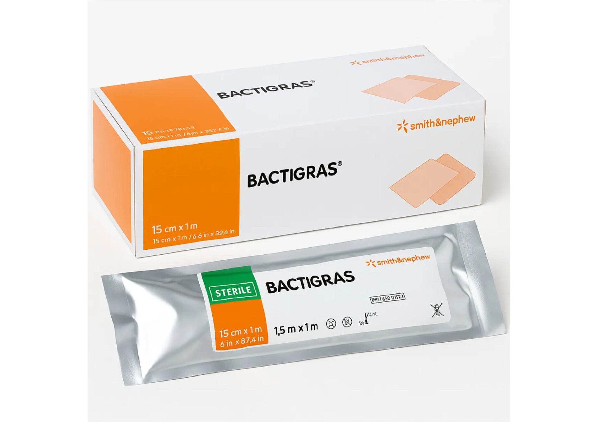 BACTIGRAS Parafinli, Antiseptik Tül Sargı Bezi, Yara ve Yanık Örtüsü, Steril Rulo  15cm x 1metre