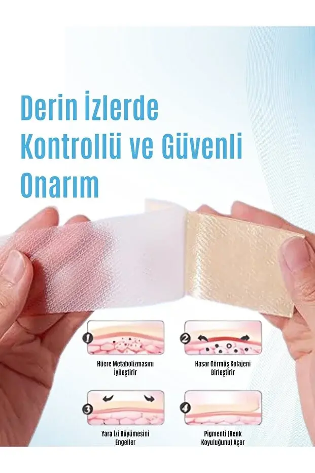 KELO TAPE Soft Silikon Bant Estetik Keloid Yanık Sezaryen Dikiş Ameliyat İzi Giderici 2 cm x 1 mt