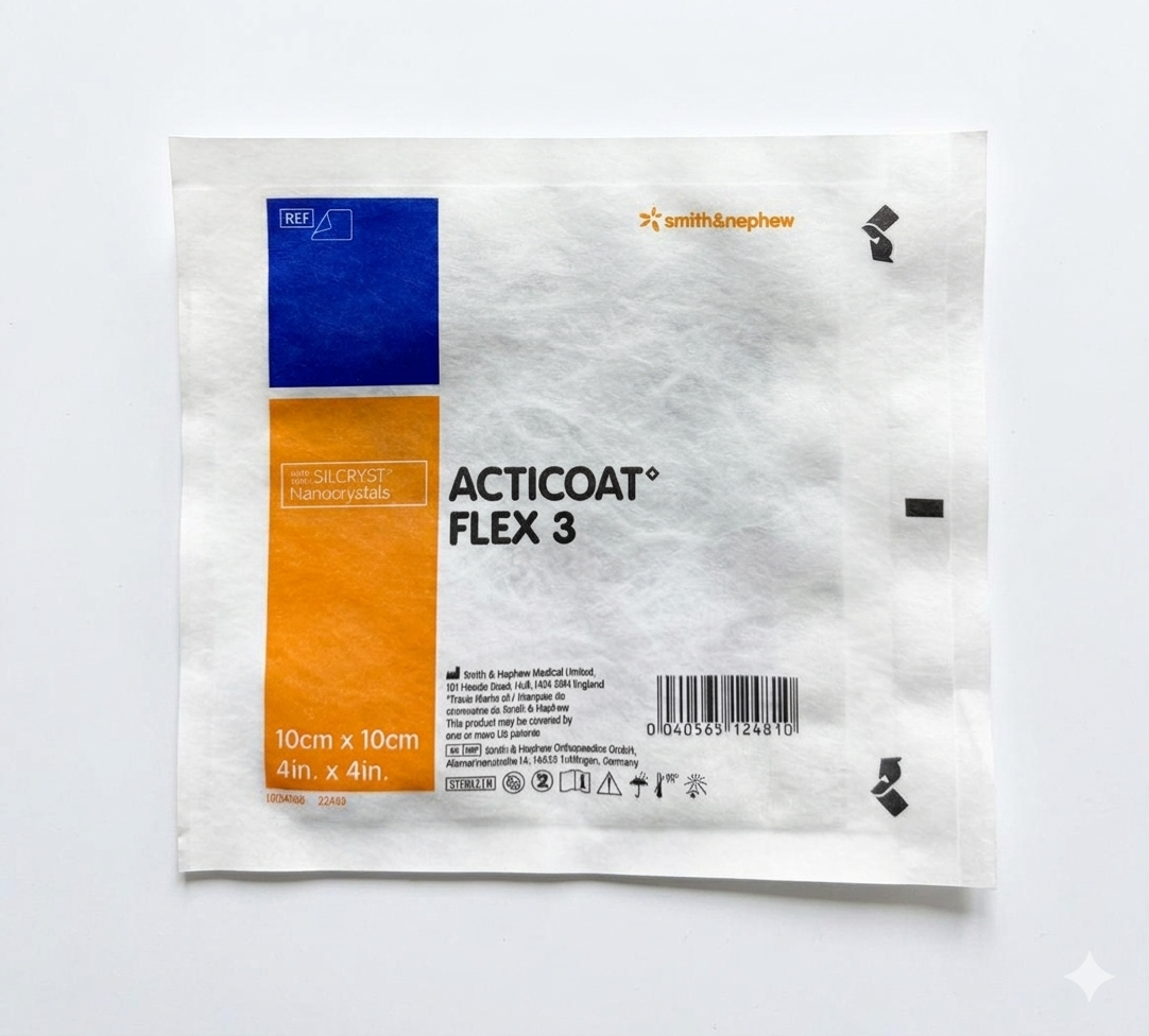 Acticoat Flex-3 Gümüşlü Antimikrobiyal Bariyer Örtü 10cm X 10cm 