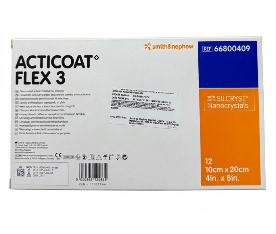 Acticoat Flex-3 Gümüşlü Antimikrobiyal Örtü 10cm X 20cm 