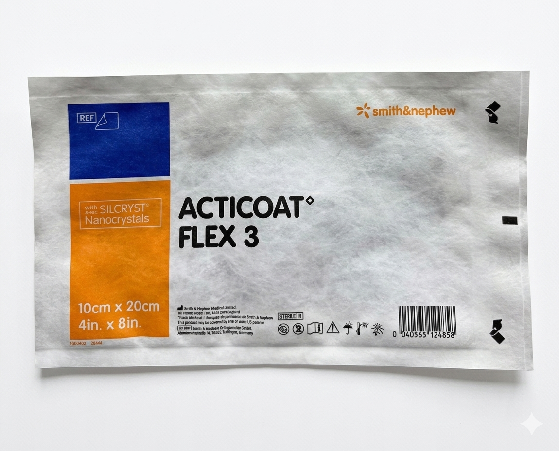 Acticoat Flex-3 Gümüşlü Antimikrobiyal Bariyer Örtü 10cm X 20cm 