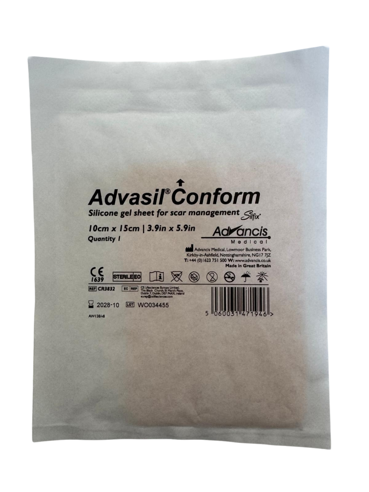 Advasil Conform Medikal Silikon Jel Tabaka (10cm x 15cm) – Profesyonel Yara İzi Yönetimi