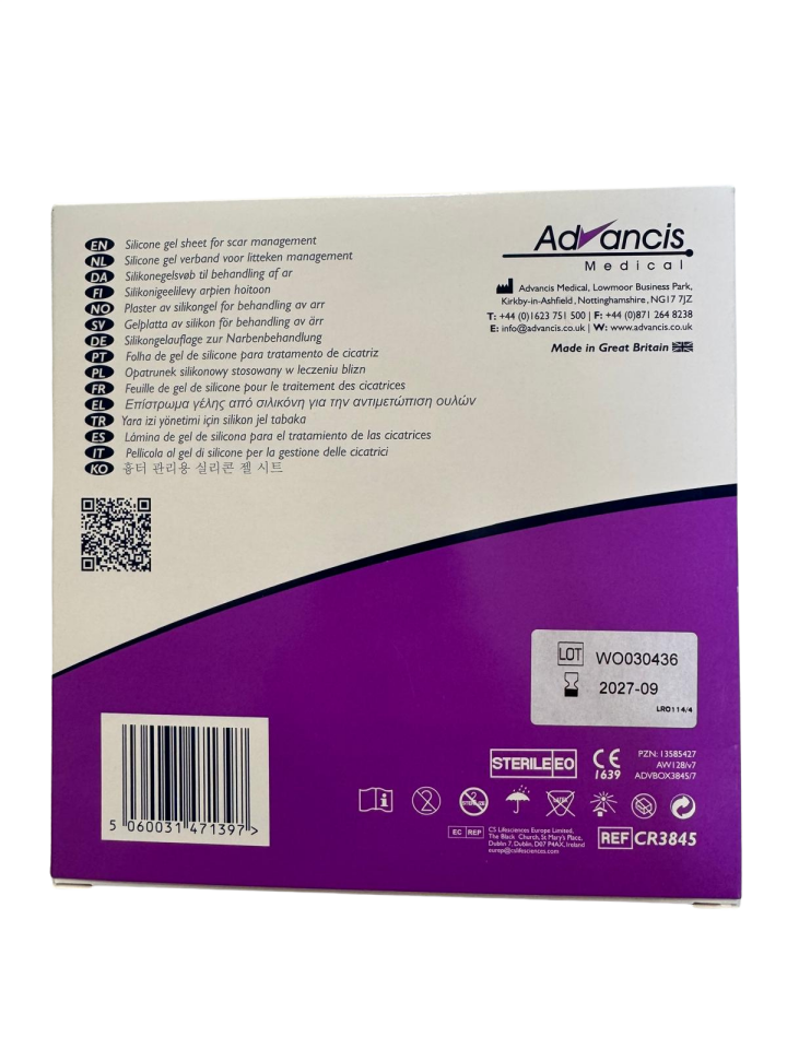 Advasil Conform Medikal Silikon Jel Tabaka (10cm x 10cm) – Profesyonel Yara İzi Yönetimi