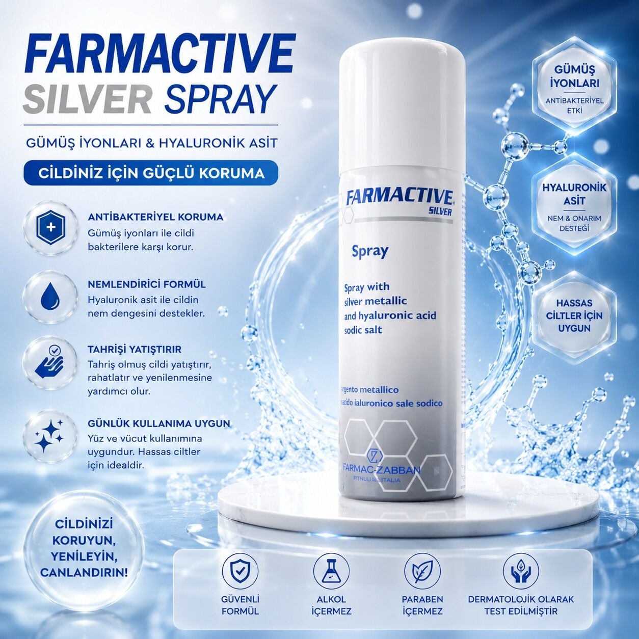 Farmactive Silver Spray 125 ml (Gümüşlü Yara Bakım Spreyi)